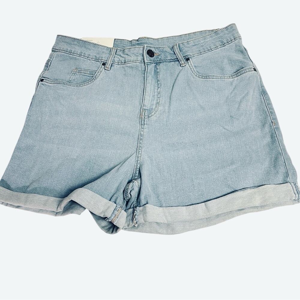 Serra Women’s Denim Shorts Size 14 Light Wash Cuffed Stretch Cotton NWT